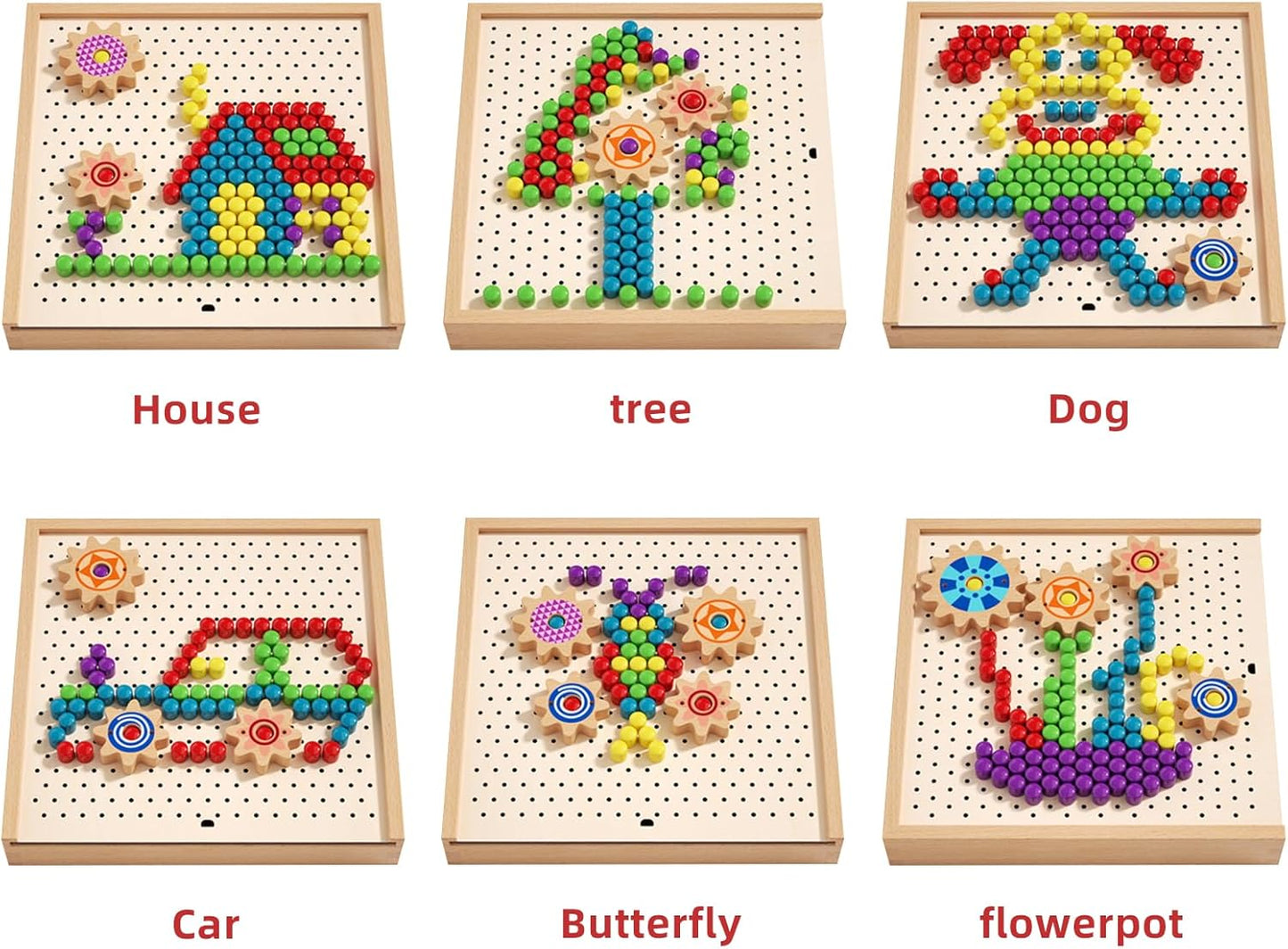 Montessori Gear Puzzle Game,Gears Toy,Montessori Screw Board Toy, Wooden Gear Building Set for Kids Ages 3-8,STEM Educational Toys for Fine Motor Skills Development