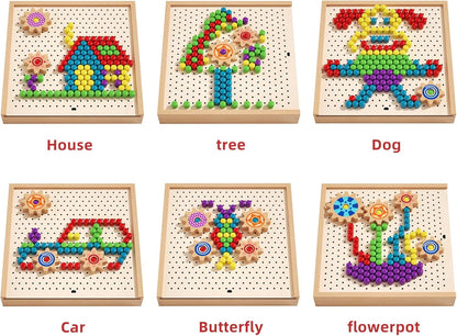 Montessori Gear Puzzle Game,Gears Toy,Montessori Screw Board Toy, Wooden Gear Building Set for Kids Ages 3-8,STEM Educational Toys for Fine Motor Skills Development