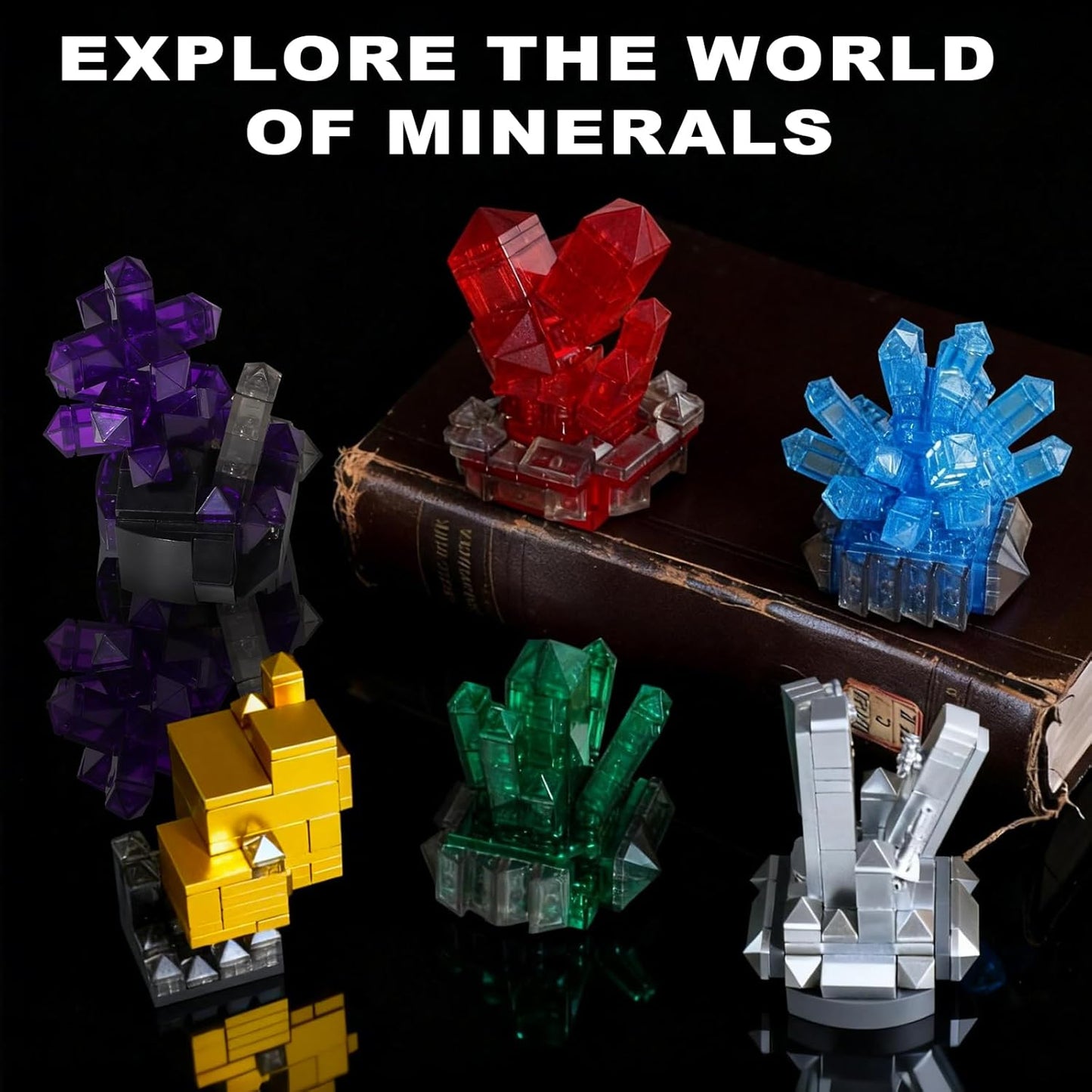 Crystal Building Kit for Mom Women, 564PCS Gemstone Mineral Collection - Elegant Home Office Decor & Mindful Craft Desk Display, Unique Gift for Wife, Grandma (6 Models)