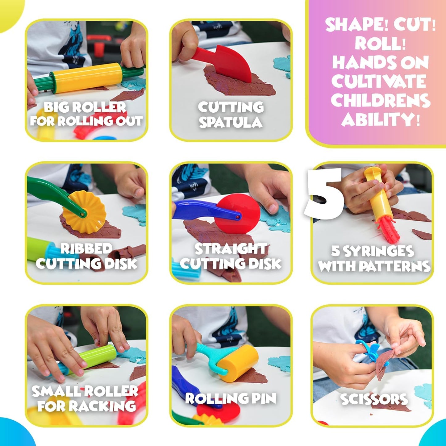 DIMROM Clay and Play Dough Tools 12 Piece Set - Ages 3 & Up (12pcs)