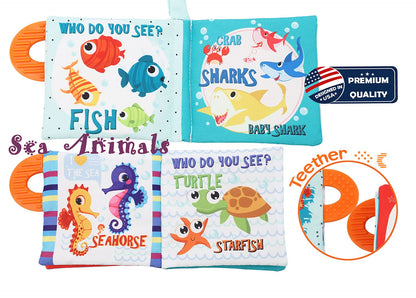 Baby Books Toys Gifts, Touch and Feel Cloth Crinkle Books for Babies,Infant Toddler Baby 0-3-6-12-18 Months,Early Learning Toys 6 to 12 Months 1-2 Years Old, Easter Shower Gift for Boys Girls,4 PCS