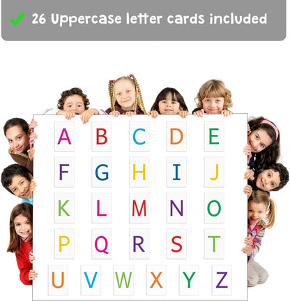 Attractivia Magnetic Big Alphabet ABC Flash Cards - 52 Sturdy Uppercase & Lowercase Large Letters, Black - for Classroom Teachers, Homeschool, ESL, Kids and Adults