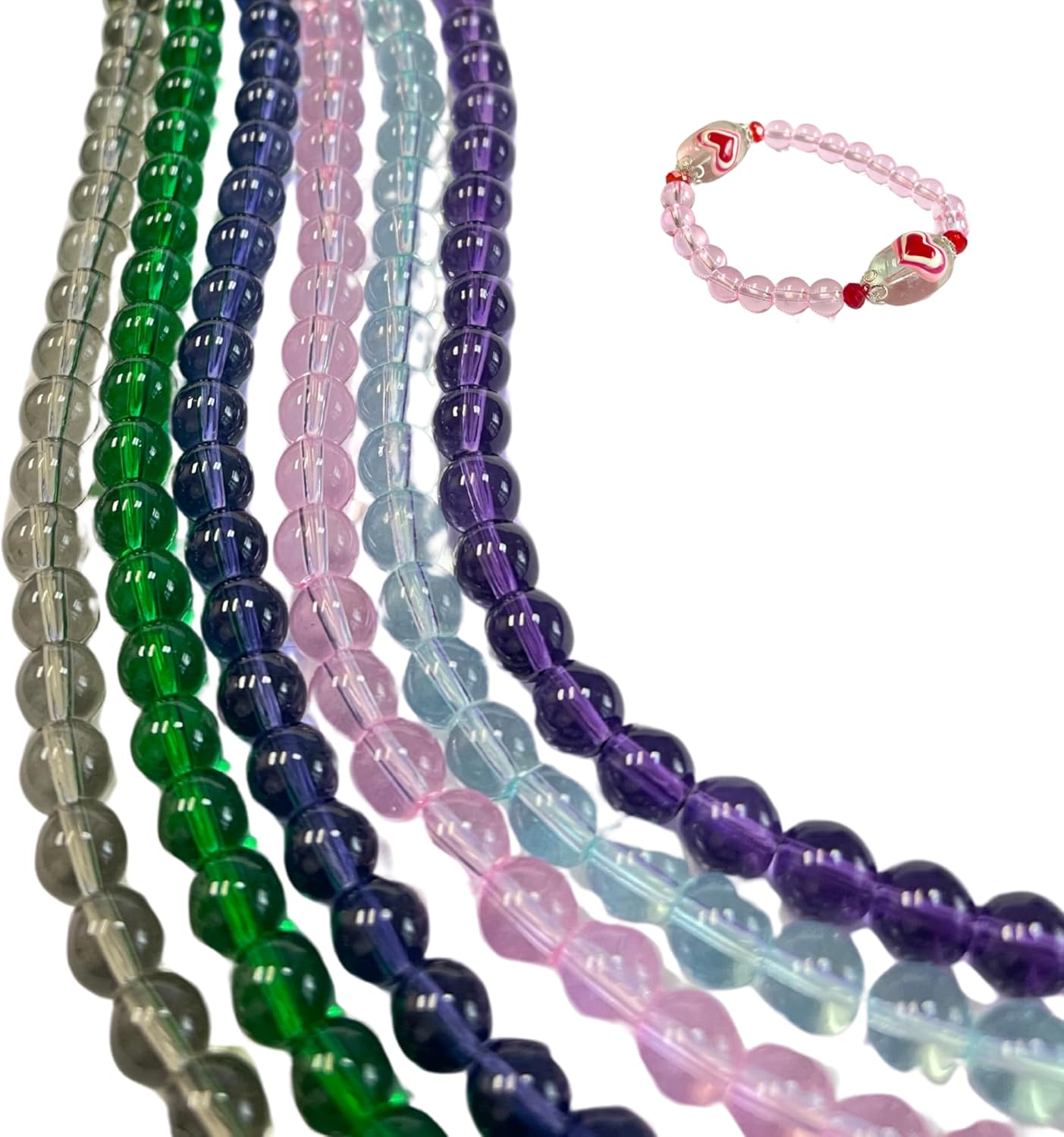 8mm Glass Beads Round Bulk for Bracelet, Glow in Dark Beads, DIY Jewelry Windchime Suncatcher Party Supplies, 300 pcs