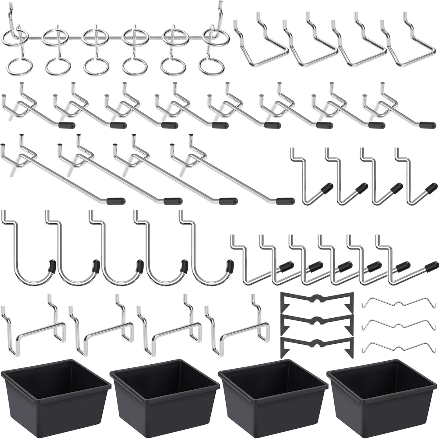 Pegboard Hooks, with Bins, Peg Locks, for Organizing Various Tools, 188 PCS, 80 of Which are Locks