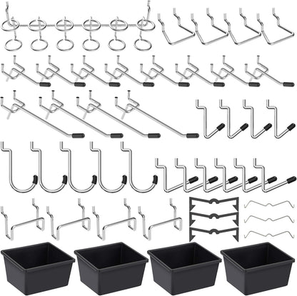 Pegboard Hooks, with Bins, Peg Locks, for Organizing Various Tools, 188 PCS, 80 of Which are Locks