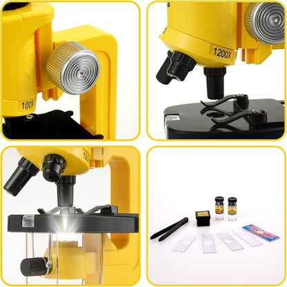 Little World Microscope for Kids, 100x 400x and 1200x Science Kits for Kids Age 5-7 Age 8-12, Microscope Beginner Kit with LED, Learning Resources Toys, Science Experiment STEM Kits for Boys Girls