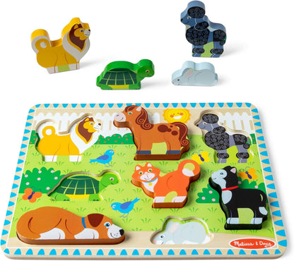 Melissa & Doug Safari Wooden Chunky Puzzle (8 pcs), Educational Screen Free Activity for Toddler, Preschoolers and Kids Ages 2+ - FSC Certified