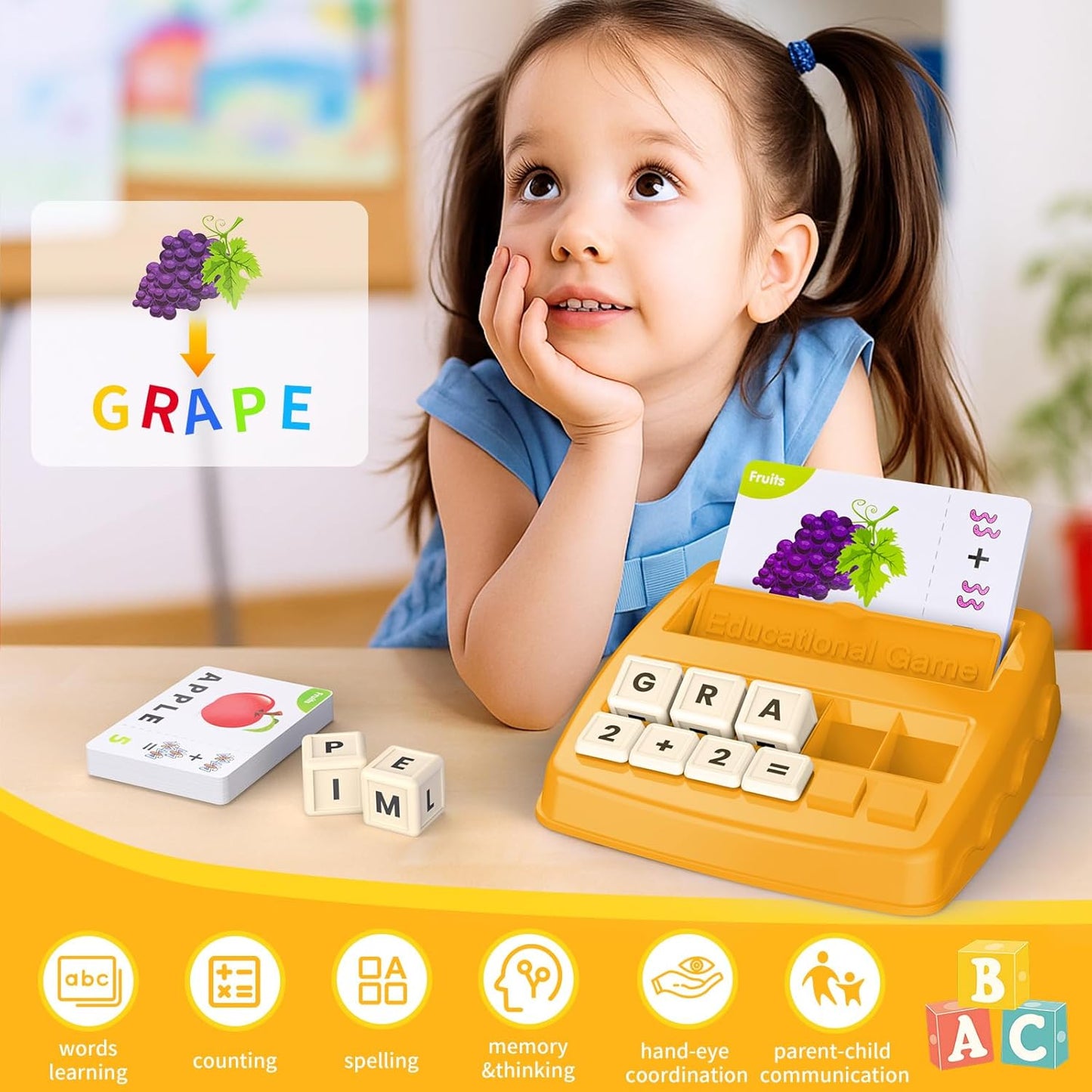 Matching Letter Games for Kids Ages 4-8,Learning & Education Toys for Preschool Boys Girls Spelling/Reading/Math Learning/Word Recognition,Birthday Gifts Educational Toys for Kindergarten Kids, Purple
