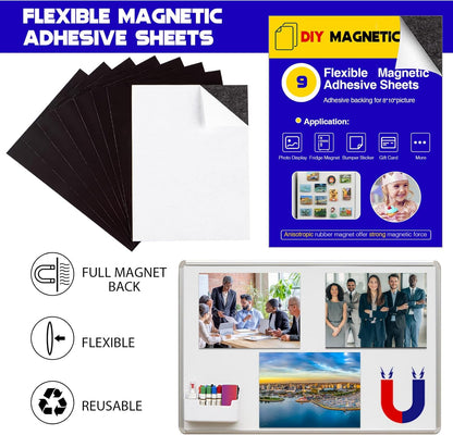 Adhesive Magnetic Sheets for Letter Size 8.5x11 (Pack of 8),Magnet Sheets with Self-Stick Adhesive for Home/Classroom/Office,Easy Cut DIY Paper Craft Magnet