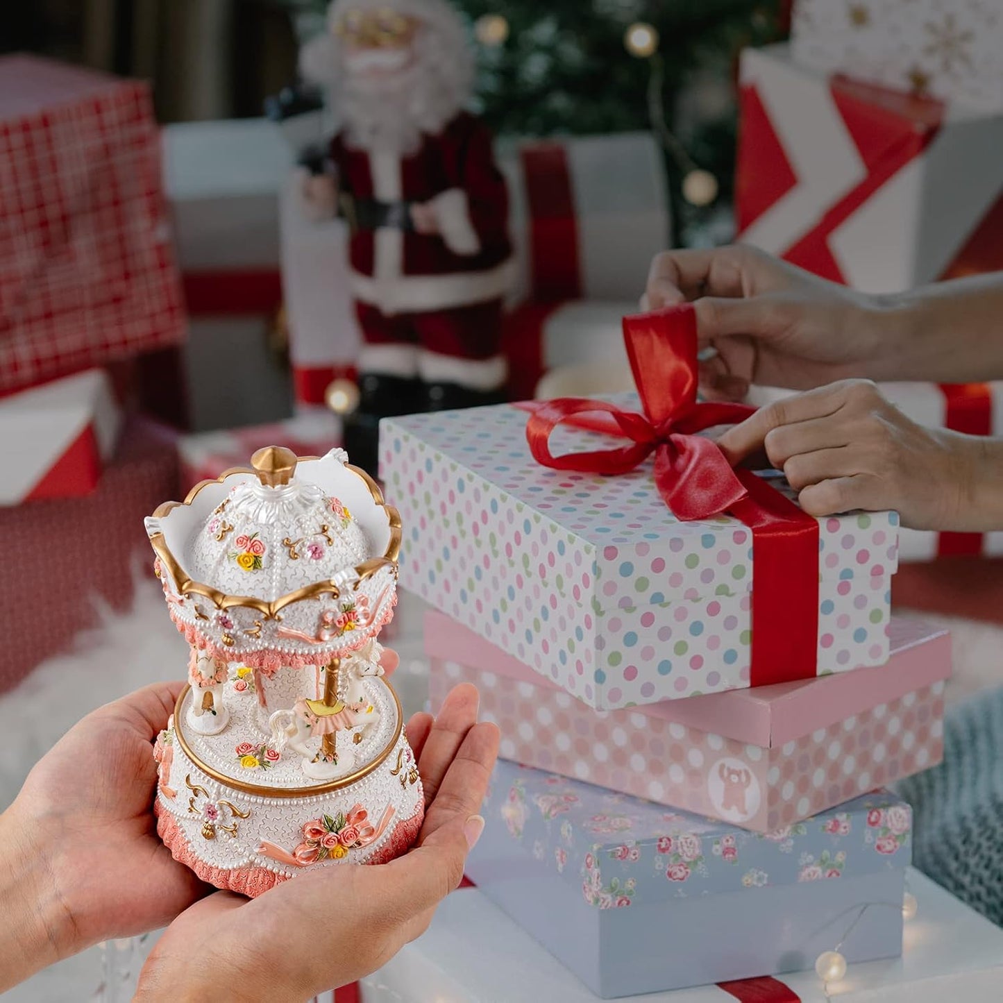 Unicorn Musical Snow Globe for Kids Girls Carousel Music Box with 7 Led Lights Swirling Glitter for Birthday Valentines