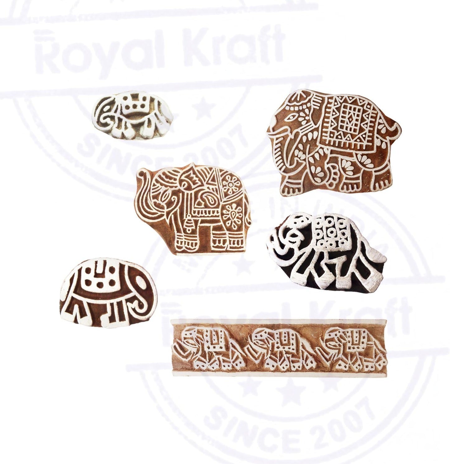 Pottery Printing Blocks Retro Fish Pattern Wooden Stamps (Set of 6) Htag1958