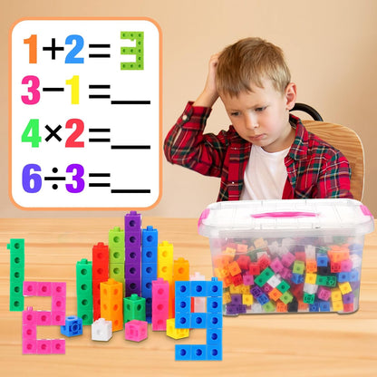 Jenaai 500 Pcs Math Learning Linking Cube with Storage Container Counting Cubes, Colorful Plastic Counting Blocks, Manipulatives Classroom Learning Supplies for Educational(Orange)