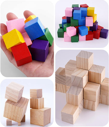 Tosnail 30 Pack 2 Inches Unfinished Wooden Cubes Wooden Blocks - Great for Crafts Making