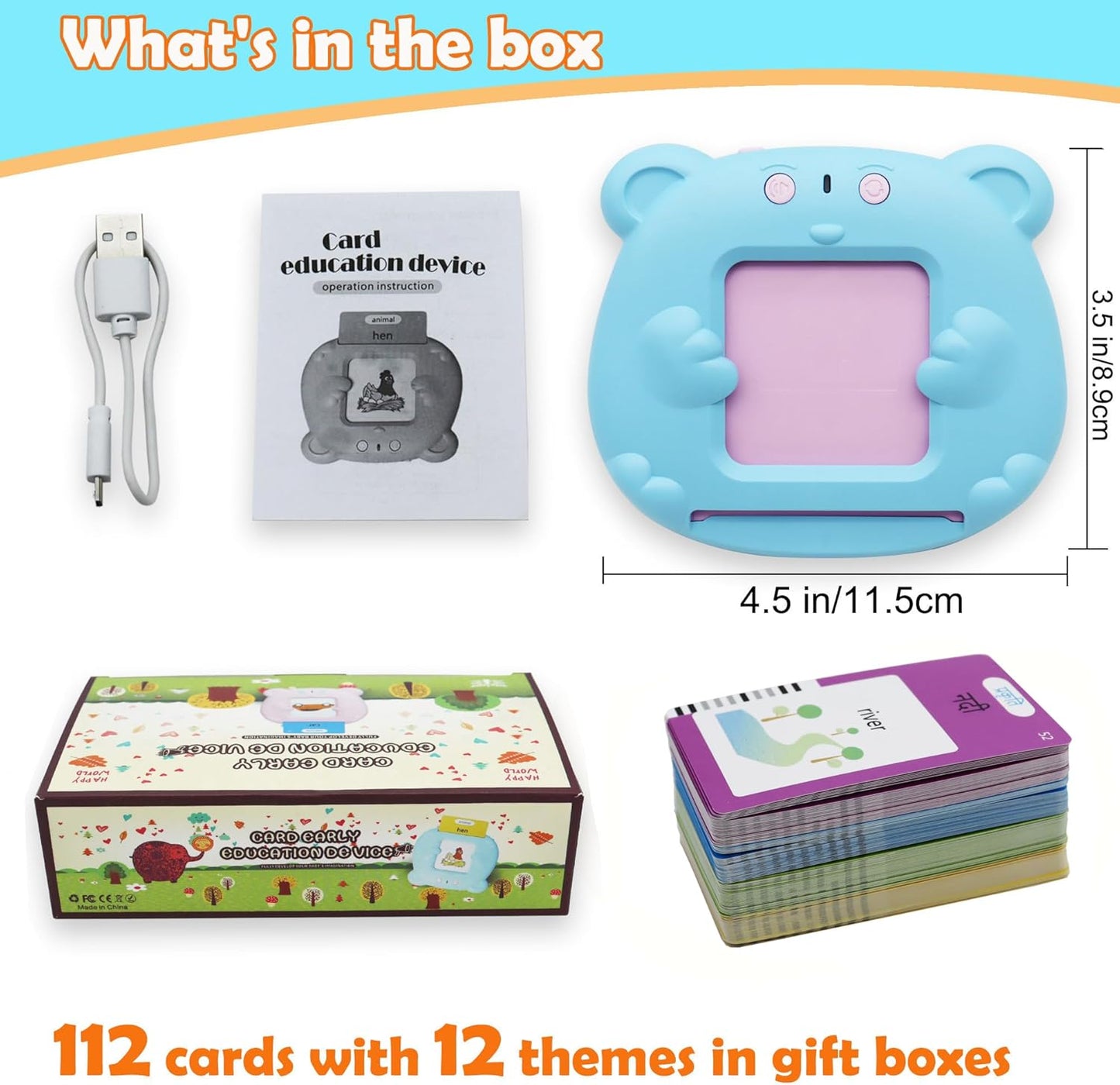 Spanish & English 510 Words Alphabet Bilingual Talking Flash Cards for 3-8 Years Toddlers, Pocket Speech Buddy Therapy Autism Toys, Educational Learning Interactive Toy for Boys Girls Kids Gifts Blue