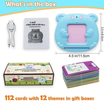 Spanish & English 510 Words Alphabet Bilingual Talking Flash Cards for 3-8 Years Toddlers, Pocket Speech Buddy Therapy Autism Toys, Educational Learning Interactive Toy for Boys Girls Kids Gifts Blue