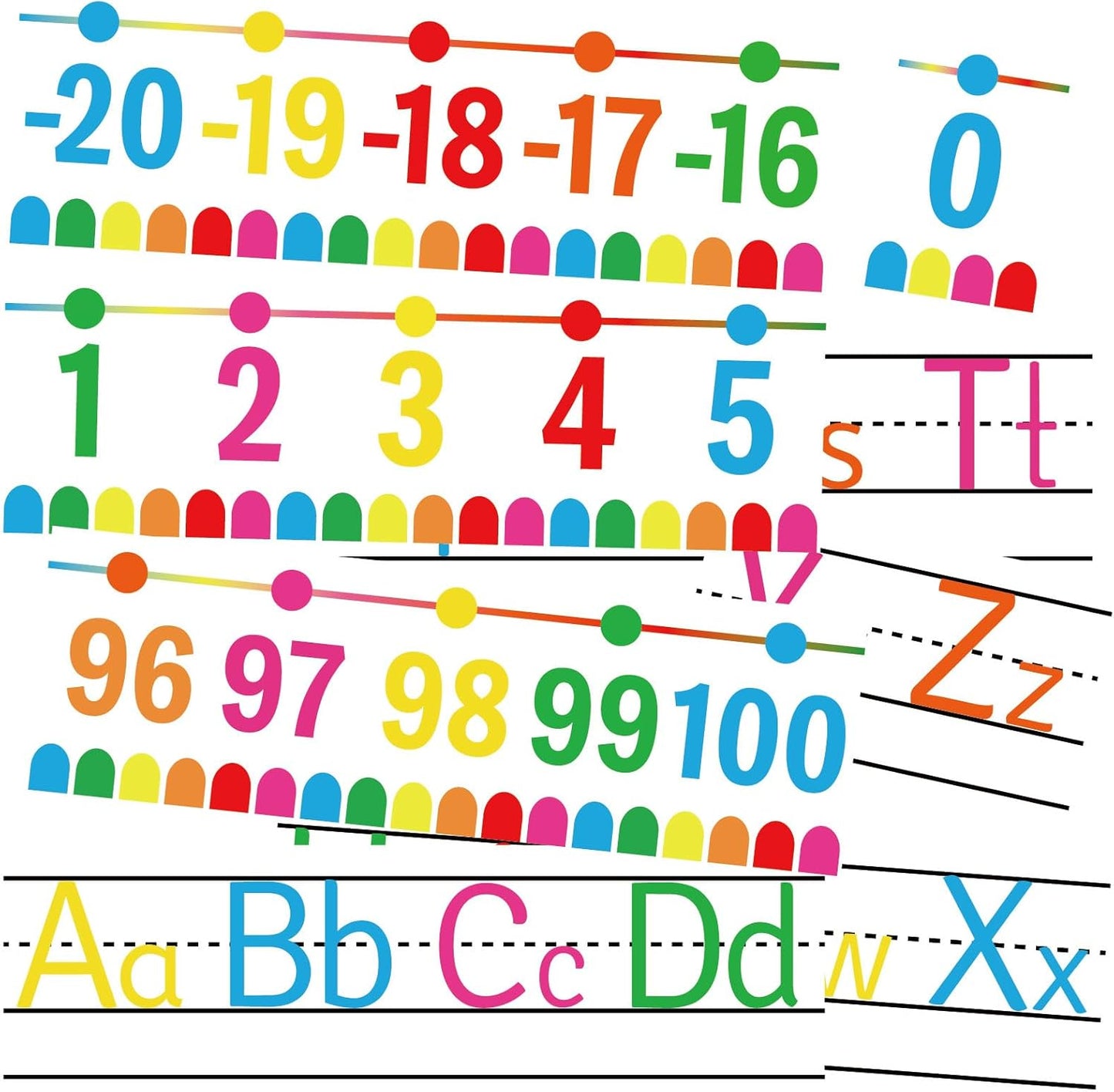 32Pcs A to Z Alphabet and -20-100 Number Cards Boho Bulletin Board Under The Sea Ocean Summer Sunflower Bee Theme Classroom Decorations Math Posters for Wall School Teacher Supplies (Sea Number)