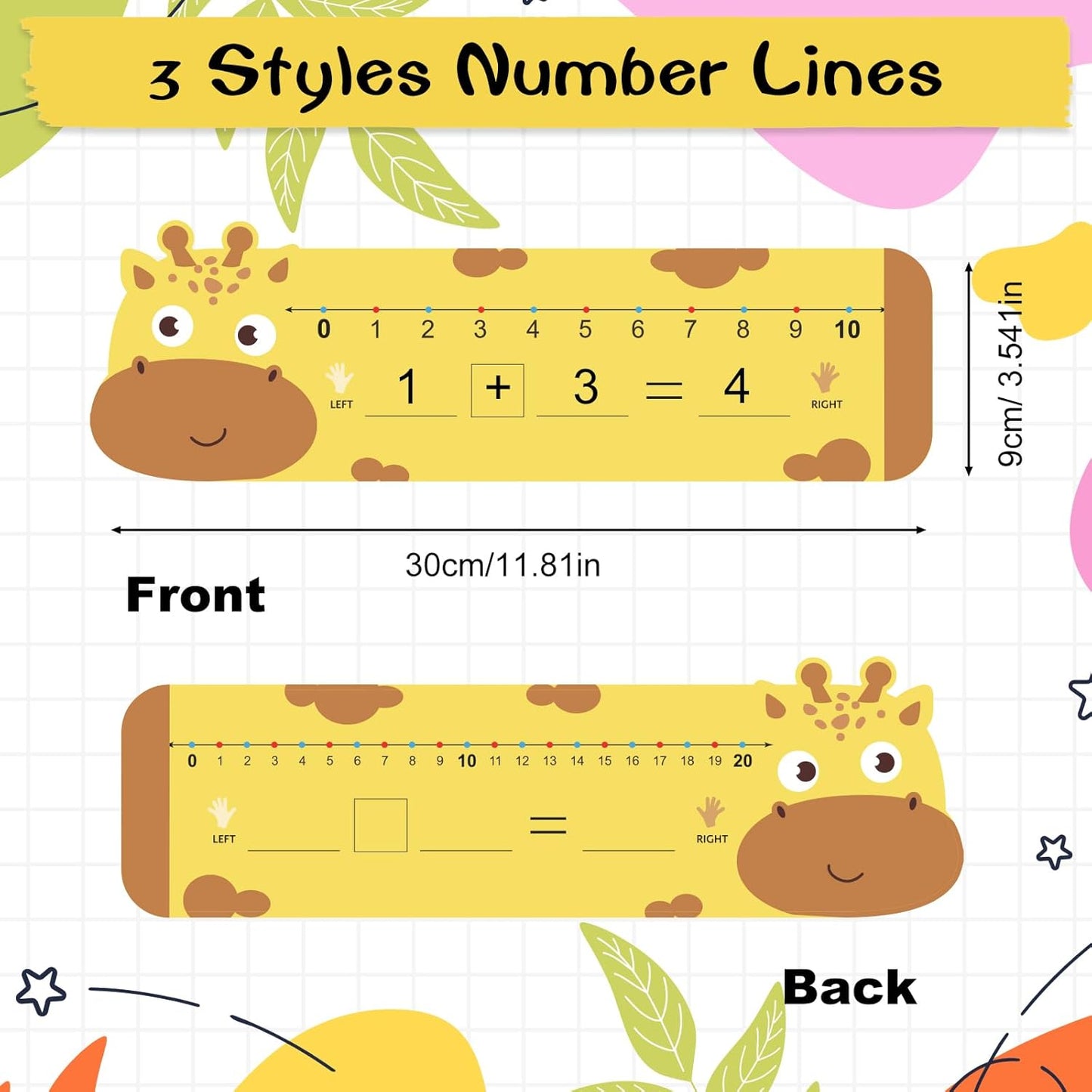 30Pcs Pencil Number Lines, Double Sided Number Lines for Students, 12x4Inch Erasable Number Line for Classroom Wall Home Teaching Supplies Must Haves