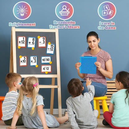 Math Flash Cards + Math Board, Multiplication Flash Cards Times Table Chart, Math Manipulatives Division, Addition, Subtraction Math Games for Teens, Learning for Home, Classroom, School