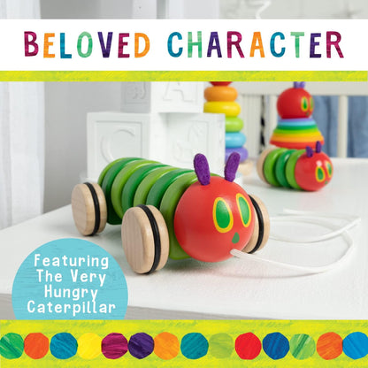 Kids Preferred World of Eric Carle The Very Hungry Caterpillar Wooden Pull Toy Classic Pull Toy Shaped Like The Very Hungry Caterpillar for Toddlers and Kids