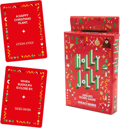 Holly Jolly - A Holiday Themed Absurd Word Game, 50 Festive Rhymes to Guess, Christmas Card Game, Fun & Festive Stocking Stuffers, Project Genius