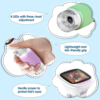 2-in-1 Kids Microscope Camera with 200W Dual Lens-2.0" Screen 500X Photo & Video AUKCLAX Digital Microscopes Handheld for 3 4 5 6 7 8 9 10 11 12 Year Old Kids Educational Science Kit Toy Gifts(Purple)