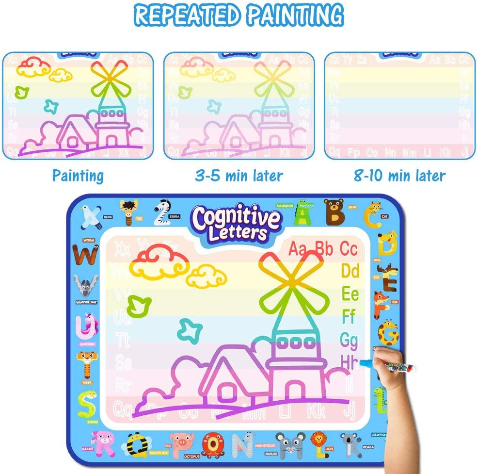 Jasonwell Aqua Water Doodle Mat 48 x 36 Inches Large Magic Drawing Doodling Mat Coloring Mat Educational Toys Christmas Birthday Gifts for Kids Toddler Boys Girls Age 2 3 4 5 6 7 8 Year Old (Galaxy)