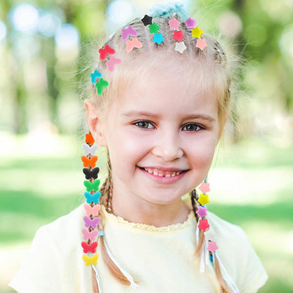 Waldeinsamkeit 200 Silicone Hair Beads Set 5mm Butterfly Star Hair Bead 10 Colors for Girls Braids 2 Plastic Quick Beaders 100 Elastic Rubber Bands Soft Micro Silicone Hair Beads for Braids