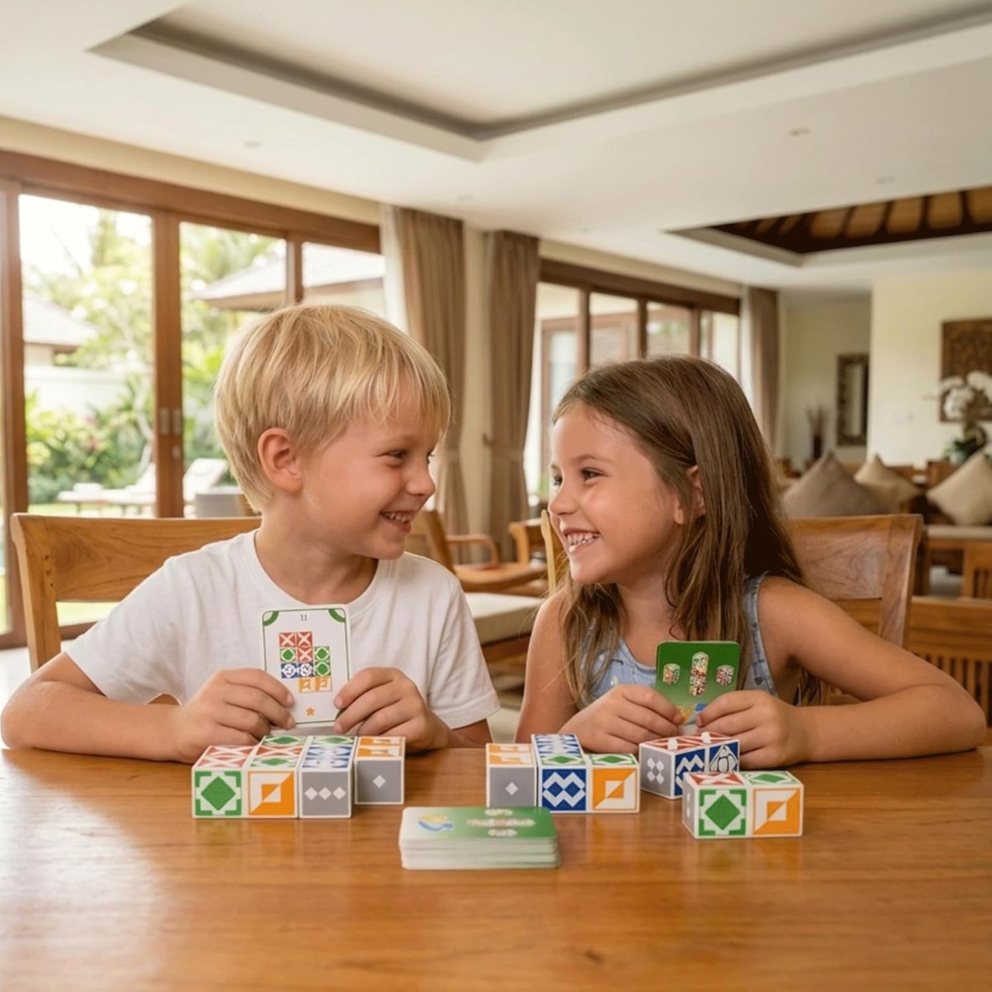 Matching Game for Kids Ages 4-8 8-12, 2 Player Family Board Games with 50 Challenge Cards, Pattern Recognition Block STEM Toys, Brain Teaser Puzzles for Adults & Teens