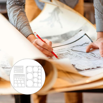 3pcs Circle Templates for Drafting - 3 Size Clear Stencils for Drawing Flexible Multifunctional Round Geometric Ruler Plastic Tracer Measuring Tool for Office School Building Formwork