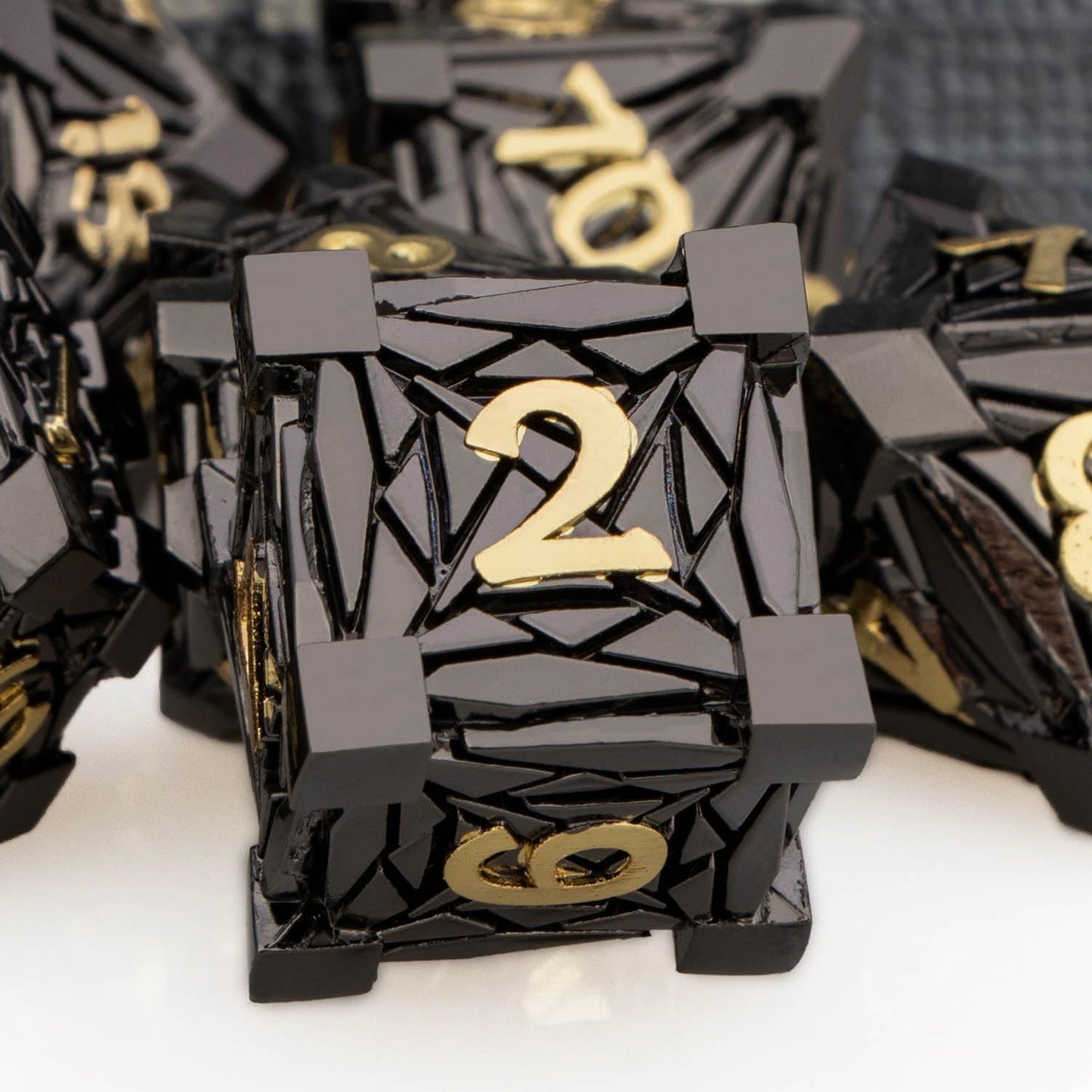 7PCS Metal DND Dice Set with Box, Debris RPG Blue White D and D Dice for D&D Tabletop Games Role Playing Game Polyhedral Dice Set D20 D12 D10 D8 D6 D4