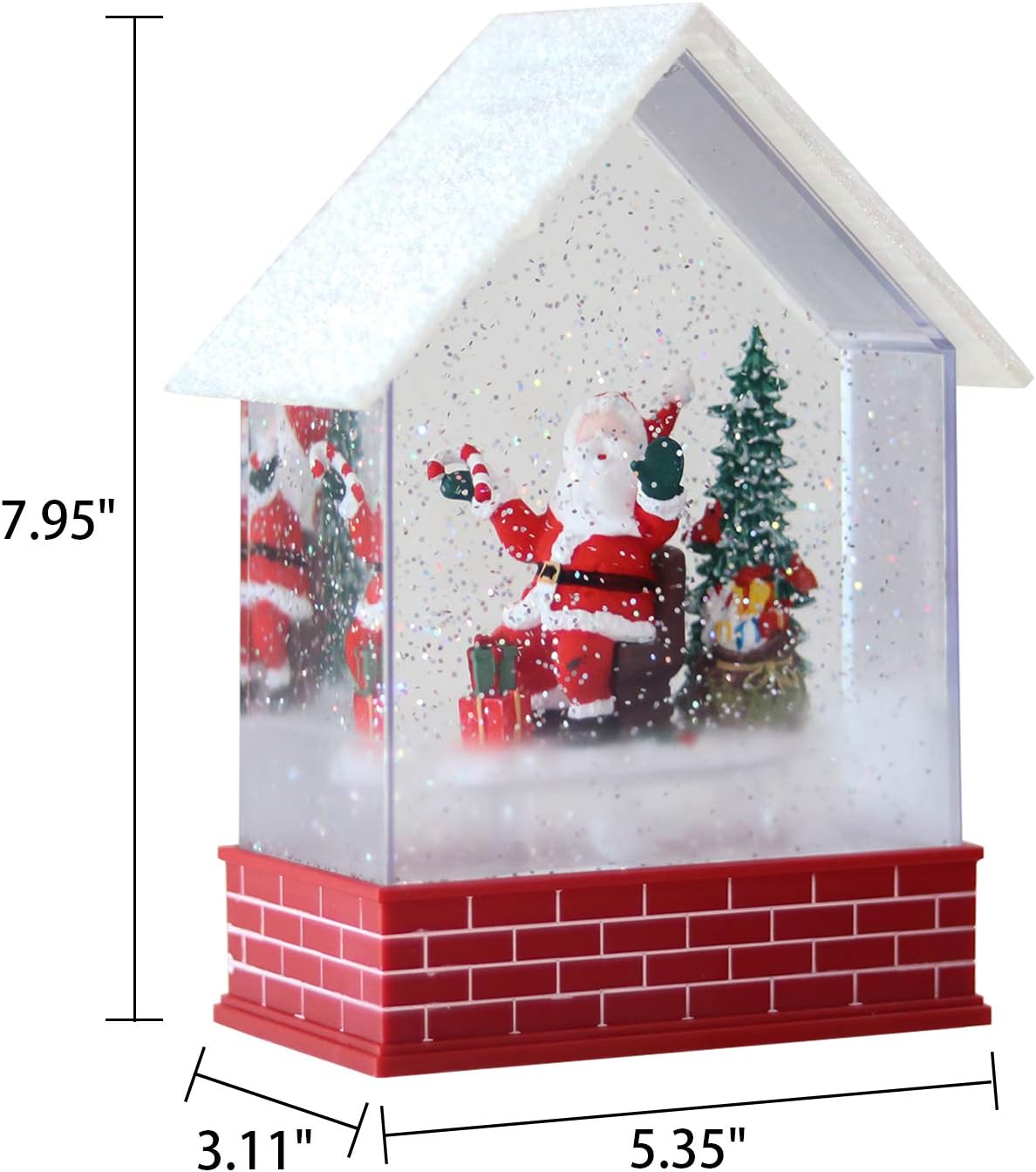 Eldnacele Musical Snow Globe Lantern with Timer, Lighted USB/Battery Operated Swirling Singing Water Glittering Lantern, Snow Globes for Adults and Kids Christmas Decoration- Santa