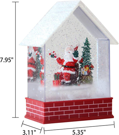 Eldnacele Musical Snow Globe Lantern with Timer, Lighted USB/Battery Operated Swirling Singing Water Glittering Lantern, Snow Globes for Adults and Kids Christmas Decoration- Santa