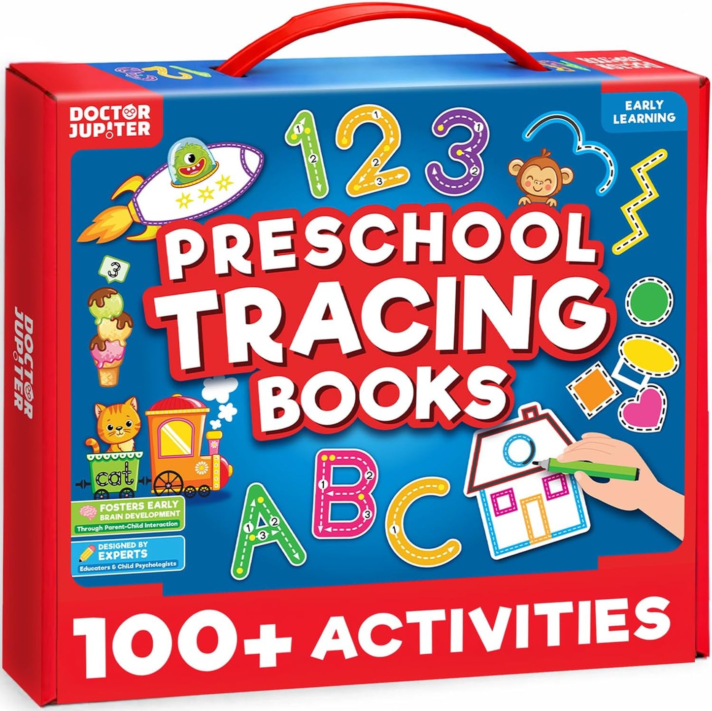 Doctor Jupiter Preschool Tracing Books for Kids Ages 3-5 | 100+ Wipe-Clean Learning Activities - Kindergarten Workbook with Lines, Shapes, Letters & Numbers | Educational Toys, Writing Practice