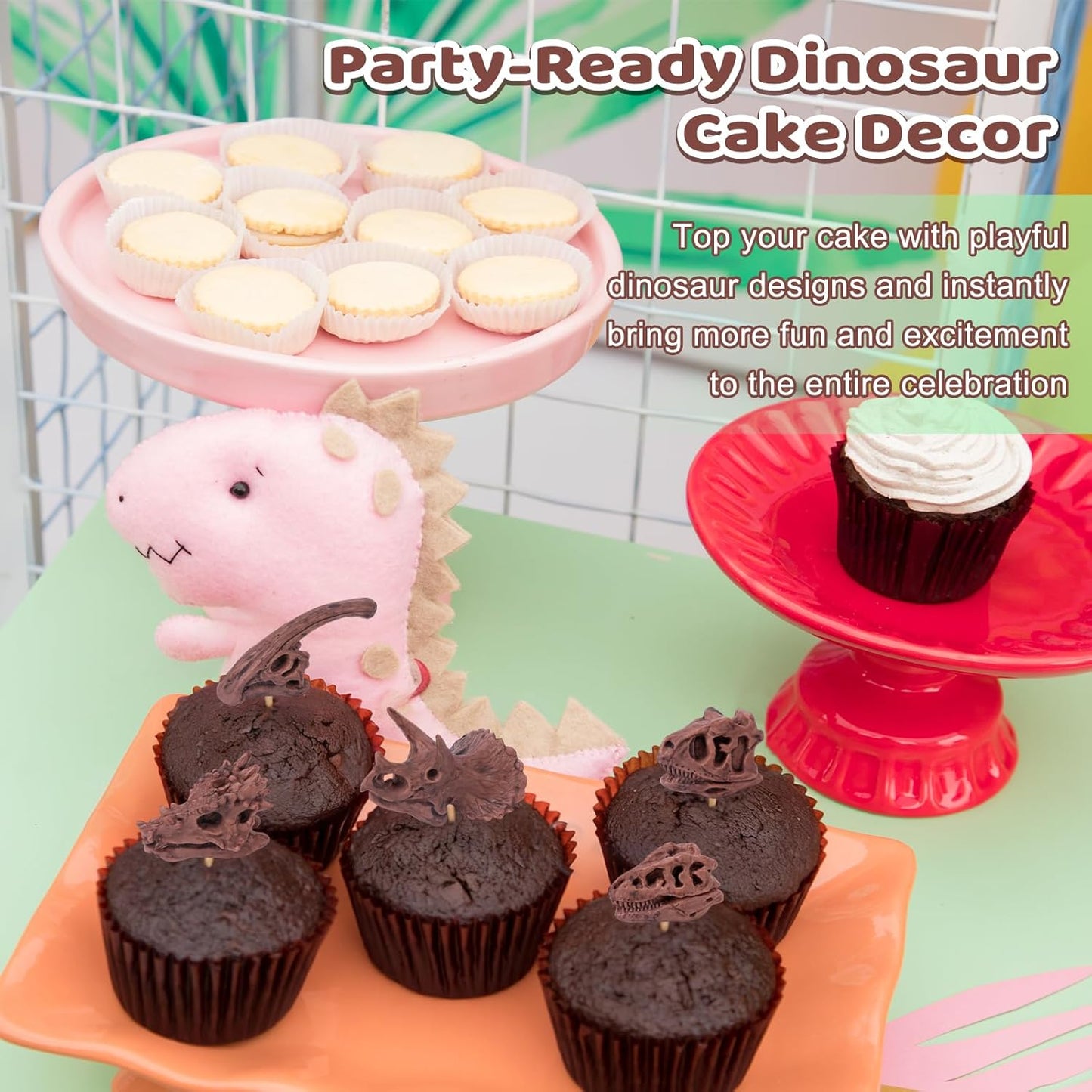 24-Piece Dinosaur Bone for Sandbox, Realistic Dinosaur Figure Plastic Dino Skulls Bulk for Sand Box Easter Dino Themed Birthday Party Digging Sensory Bin Cake Decoration Classroom Prize, Brown