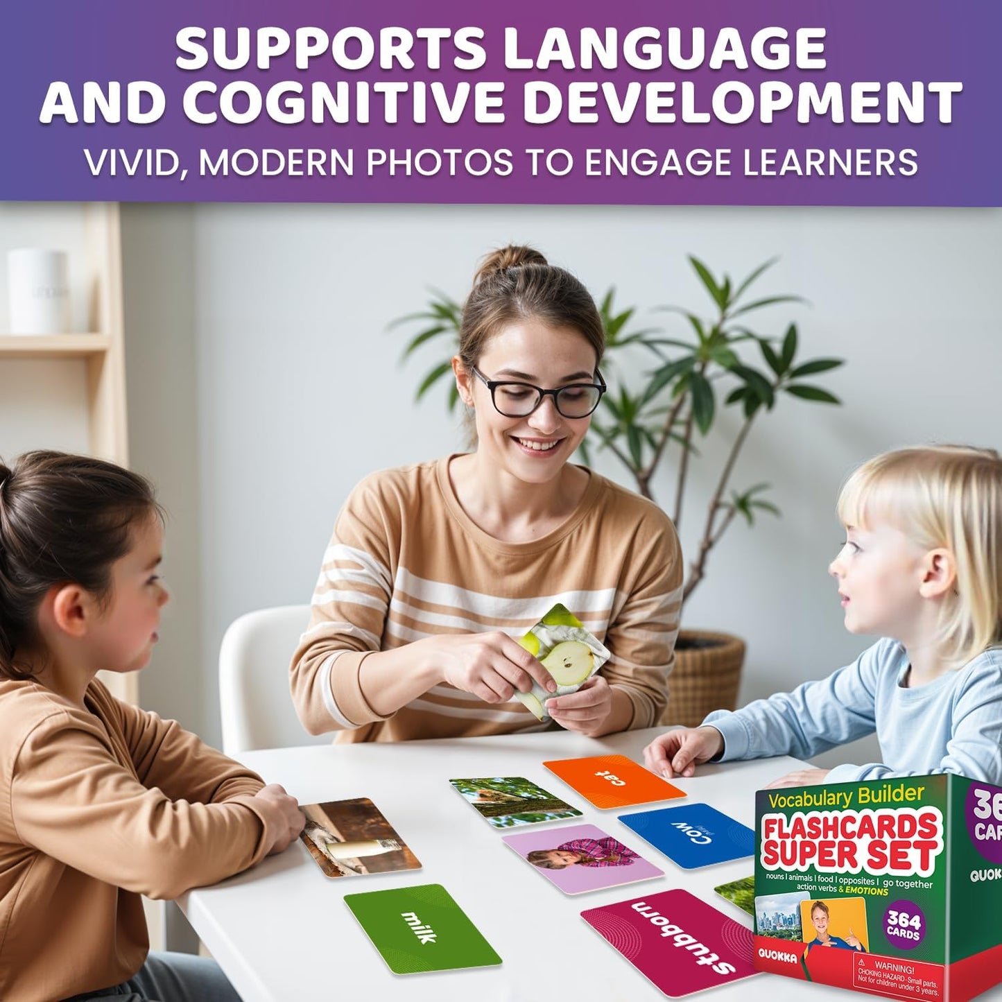 QUOKKA 104 Noun Flash Cards Set – Kids and Adults Vocabulary Builder for ABA Therapy, Early Childhood Education, and ESL Teaching – Picture Cards for Speech Therapy and Vocabulary Building Activities