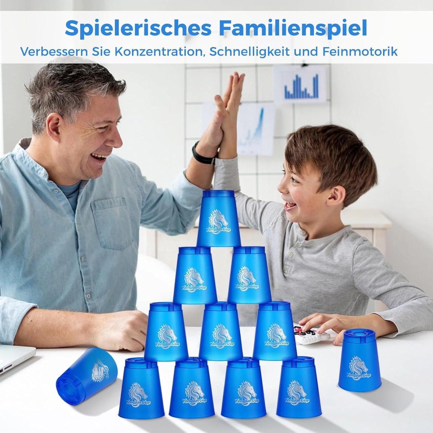 yeesport 48 Pcs Sport Stacking Cups, Sport Training Game for Challenge Competition, Plastic Stacking Cups, Classic Family Game for Kids and Adults, Red+Blue+Green+Black