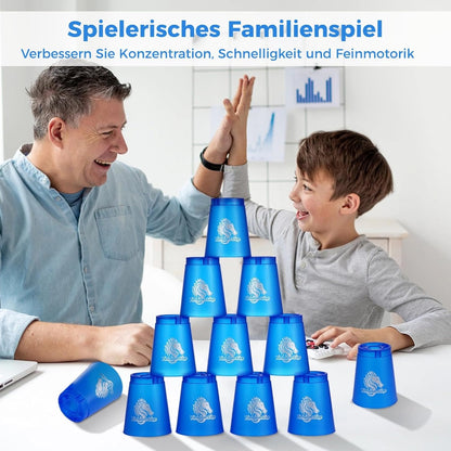yeesport 48 Pcs Sport Stacking Cups, Sport Training Game for Challenge Competition, Plastic Stacking Cups, Classic Family Game for Kids and Adults, Red+Blue+Green+Black