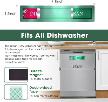 Clean Dirty Magnet for Dishwasher, Premium Stainless Steel, Dirty/Clean Speckled Design, Durable Magnet & Clear Indicators with Extra Tape (Silvery-Gray-01)