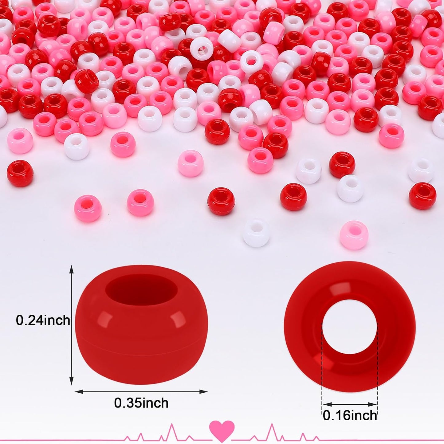 UPINS 1200Pcs Christmas Pony Beads Friendship Plastic Small Hair Beads Red Green White Pony Beads for Necklace Supplies (Christmas)