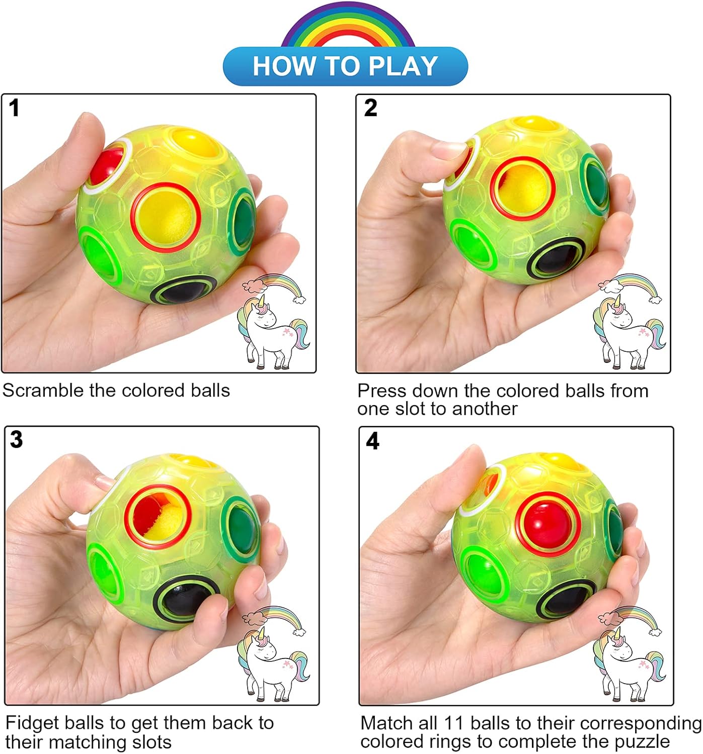 Vdealen Magic Rainbow Puzzle Ball, Fidget Ball Puzzle Brain Teaser Fidget Toy for Boys & Girls- Birthday Party Easter Valentines Christmas Stocking Stuffers for Kids Teen & Adults(Off White)