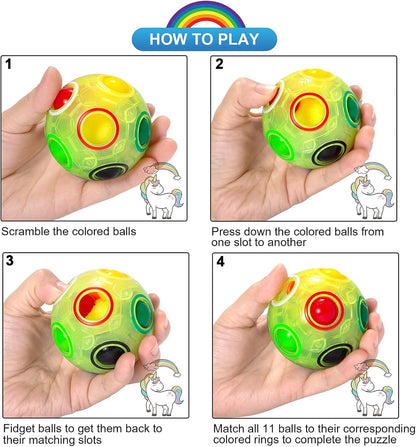 Vdealen Magic Rainbow Puzzle Ball, Fidget Ball Puzzle Brain Teaser Fidget Toy- Birthday Party Easter Valentines Day Christmas Stocking Stuffers for Kids Teen & Adults(Pink&Blue&Green)