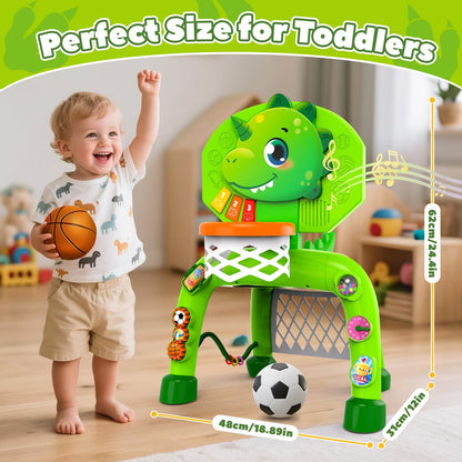 Toddler Basketball Hoop & Soccer Goal, Toys for 1 2 3 Year Old Boys, Kids Sports Toy with Light Sound Music, Toys for Baby 12-16-18 Months, Christmas Birthday Gifts for Ages 1-3
