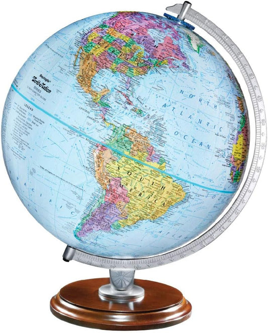 Replogle Student - Educational Classic World globe, Blue Ocean, Raised Relief feature, including a bonus map, made in USA, 12"/30cm diameter