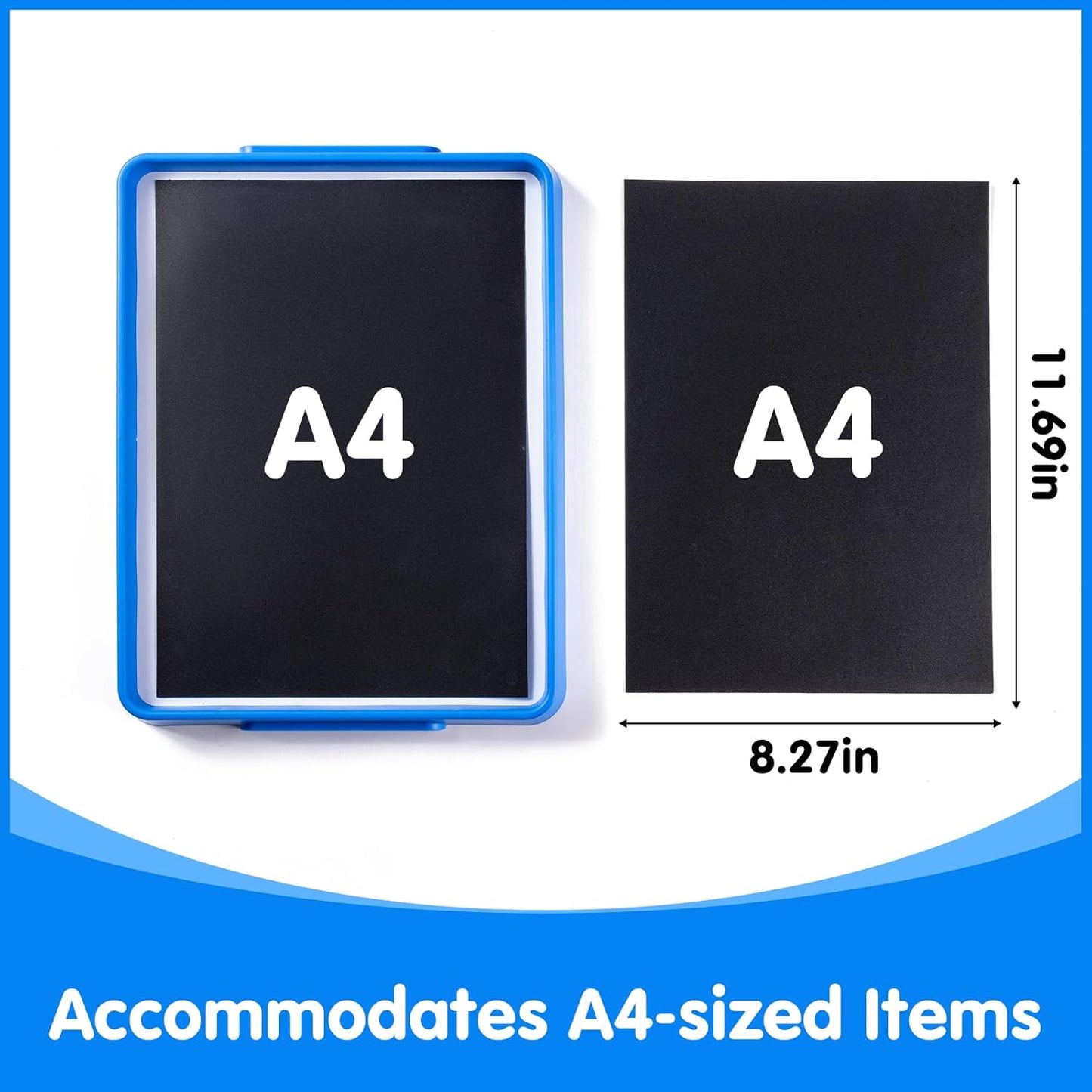 Magnetic Tray – Magnetic Whiteboard for Kids with Dry Erase Surface, Stackable Magnetic Dry Erase Activity Tray（Cyan）