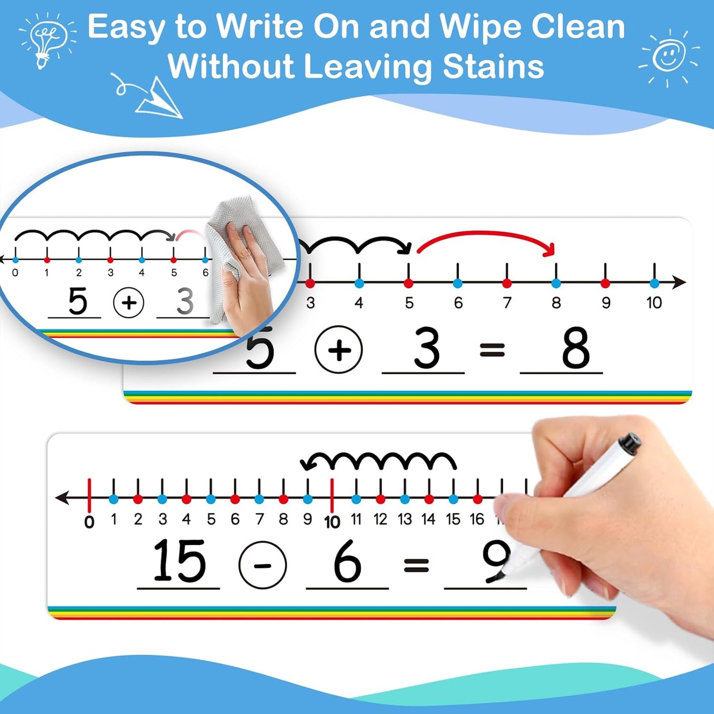 Aizweb 12 Pack Dry Erase Board Card,9" x 12" Small Whiteboard Number Line 120 Numbers Chart Ten Frame,Math Manipulatives Addition Subtraction Game for Student Classroom Must Haves Teacher Supplies