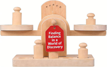 Wooden Balance Scale Toy Set for Kids - Educational Math Balance Beam with Pan Scale - Stem Learning Toy for Preschoolers and Toddlers