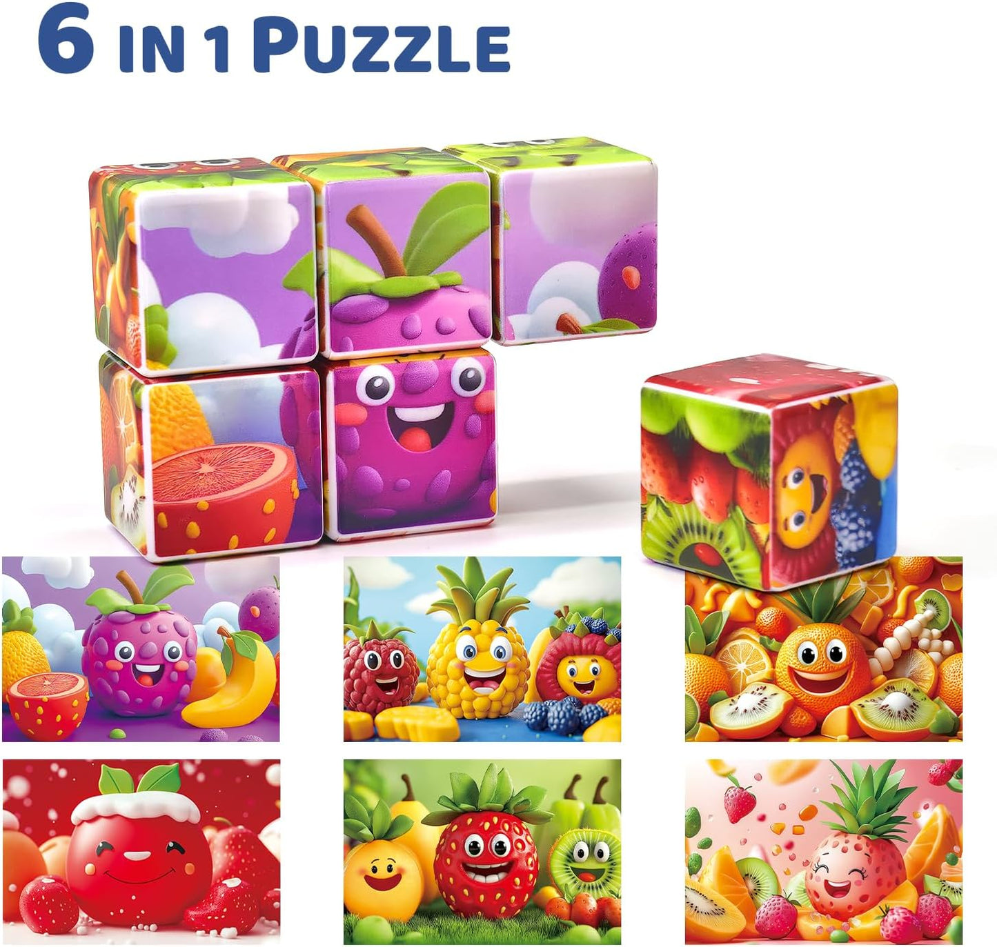Pairez Toys 3D Magnetic Cubic Jigsaw Puzzle Toys for Toddlers, Large Building Blocks Cubes 1.65 Inches, Sensory & Montessori Toys for Kids 3-5