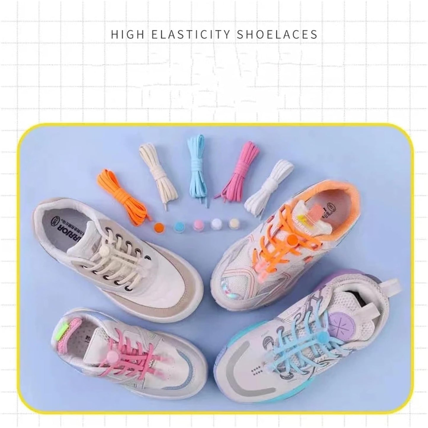 Lazy Bread Lace Buckle Elastic Shoelaces Round Locking No Tie Shoe Laces Kids Adult Rubber Sneakers Shoelace
