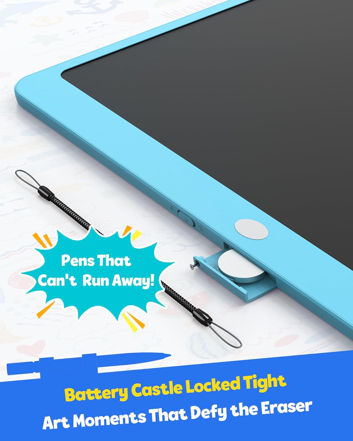 TEKFUN LCD Writing Tablet for Kids, 10-inch Coloring Drawing Pad, Mess Free Doodle Board, Airplane Travel Toys for Boys and Toddlers, Road Trip Essentials, Gifts for 3 4 5 6 7 8 Year Old Girls(Blue)