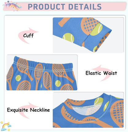 ALAZA Shark Starfish Palm Tree 2 Piece Pajama Set Long Sleeve Top and Pants Sleepwear Unisex - Colors B